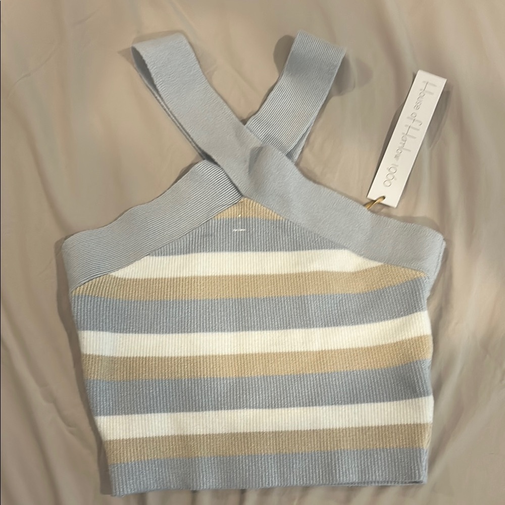 NWT house of Harlow Striped Knit Crop Top